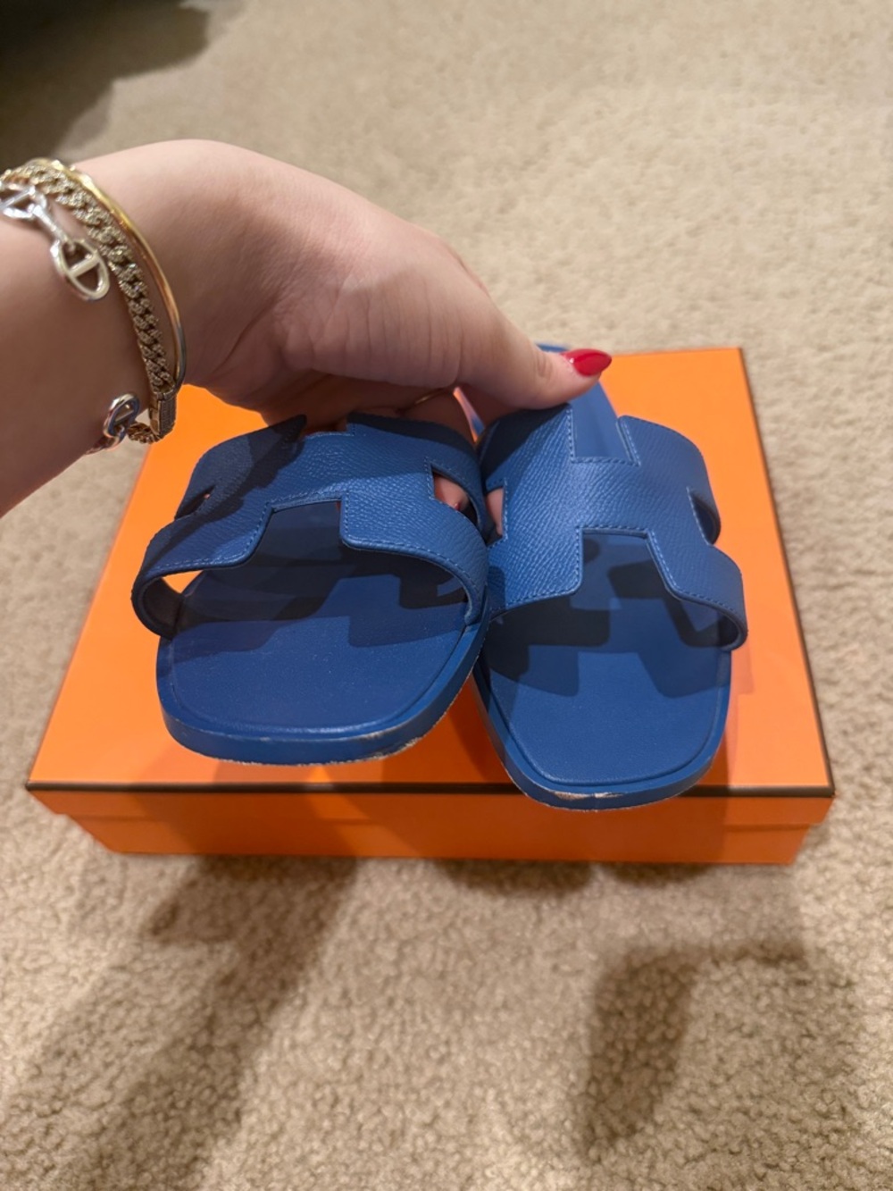 Hermès Oran Sandal in Bleu Bleuet - Picture 4 of 8